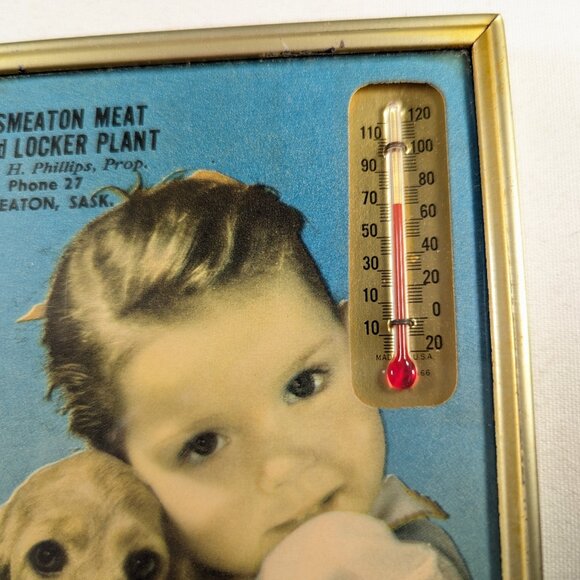 1966 decorative advertising thermometer Smeaton Meat and Locker Plant - Picture 3 of 8